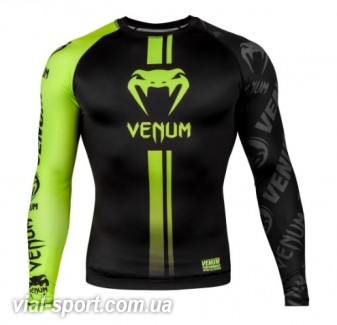 Рашгард Venum Logos Rashguard Long Sleeves Black Neo Yellow