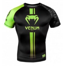 Рашгард Venum Logos Short Sleeves Rashguard Black Neo Yellow