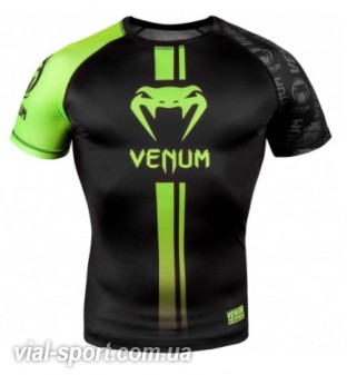 Рашгард Venum Logos Short Sleeves Rashguard Black Neo Yellow