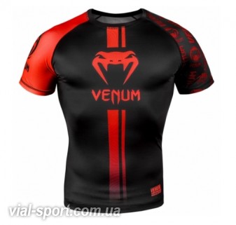 Рашгард Venum Logos Short Sleeves Rashguard Black Red