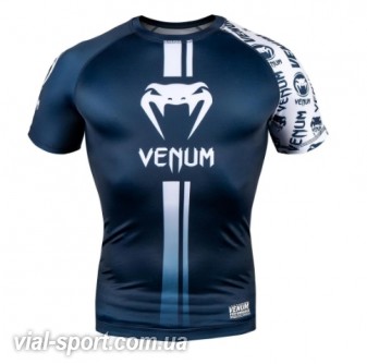 Рашгард Venum Logos Short Sleeves Rashguard Navy Blue White