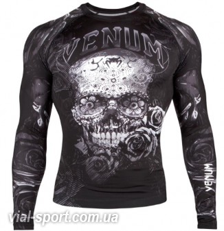 Рашгард Venum Santa Muerte 3.0 Rashguards Long Black White