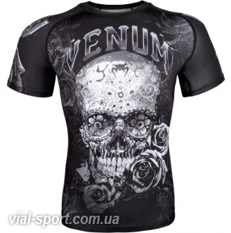 Рашгард Venum Santa Muerte 3.0 Rashguards Short Black White