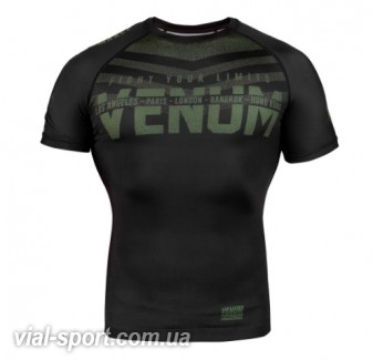 Рашгард Venum Signature Rashguard Short Sleeves Black Khaki Exclusive