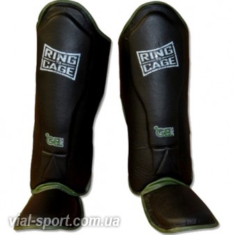 Щитки для захисту гомілки і стопи RING TO CAGE Platinum GelTech MMA Muay Thai Shin Guard RC15LE чорний / зелений