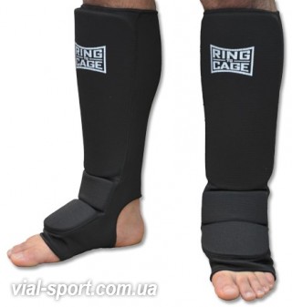 Щитки для захисту гомілки і стопи RING TO CAGE Slip-on Cloth Shin Instep чорний