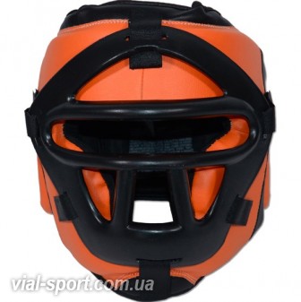 Шолом Боксерський зі знімним захисним забралом RING TO CAGE MUGHALS Safety Plastic Mask Training Headgear MFG-51C помаранчевий / жовтий / чорний