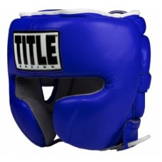 Шолом Title Boxing Leather Sparring Headgear Blue