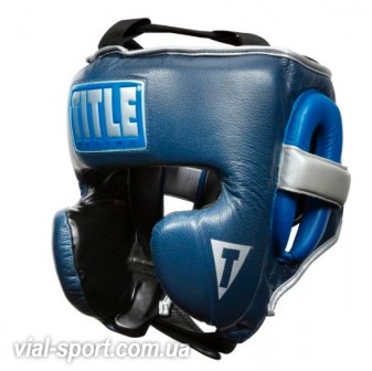 Шолом захисний TITLE Boxing Royalty Leather Training Headgear Королівський синій