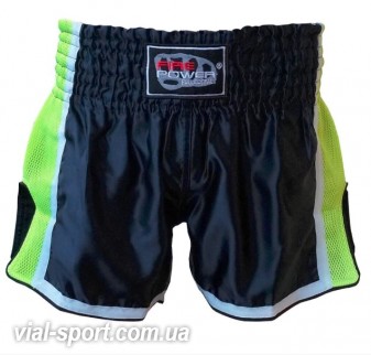 Шорти для тайського боксу (Muay Thai) FIREPOWER ST-16-Black-Lime