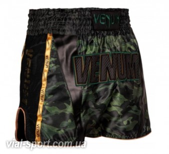 Шорти для тайського боксу Venum Full Cam Muay Thai Shorts Forest Camo Black