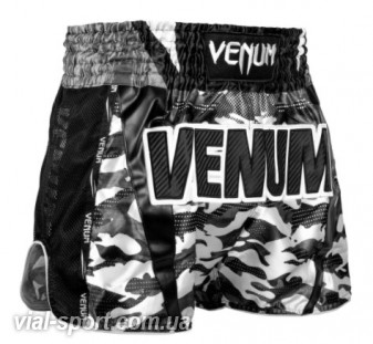 Шорти для тайського боксу Venum Full Cam Muay Thai Shorts Urban Camo Black