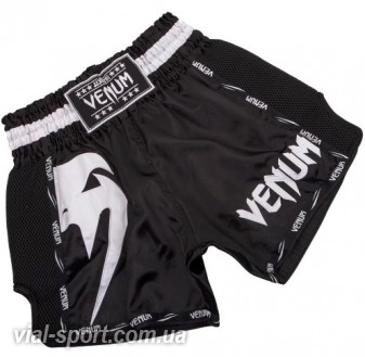 Шорти для тайського боксу VENUM Giant Muay Thai Shorts чорно / білі