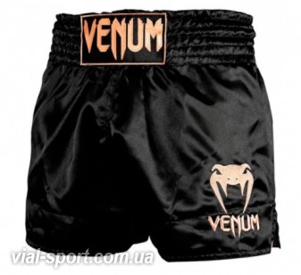 Шорти для тайського боксу Venum Muay Thai Shorts Classic Navy Black Gold