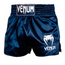 Шорти для тайського боксу Venum Muay Thai Shorts Classic Navy Blue White