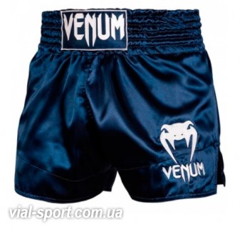 Шорти для тайського боксу Venum Muay Thai Shorts Classic Navy Blue White