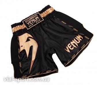 Шорти для тайського Venum Giant Muay Thai Shorts Black Gold