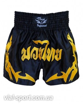 Шорти Muay Thai Thai Professional S1 чорні з жовтим