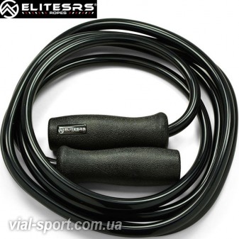 Скакалка з обтяженими рукоятками ELITESRS HEAVY MUAY THAI POWER ROPE чорна 305 см 590 г