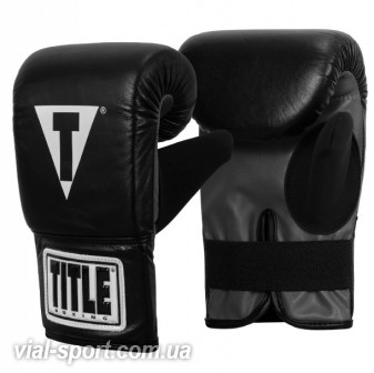 Снарядні рукавички Битки TITLE BOXING PRO LEATHER BAG GLOVES 3.0 TBG3 чорний/сірий