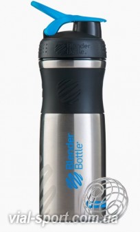 Спортивна пляшка-шейкер BlenderBottle SportMixer Stainless Steel Cyan 820мл (з нержавіючої харчової сталі)