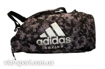 Сумка-рюкзак (2 в 1) Adidas ADIACC058B. колір камуфляж Сірий, Срібний логотип adidas Boxing