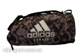 Сумка-рюкзак (2 в 1) Adidas ADIACC058K. колір камуфляж Сірий, Срібний логотип adidas карате