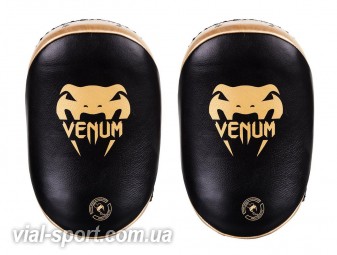 Тай-Педи Venum Kick Pads Leather Black Gold