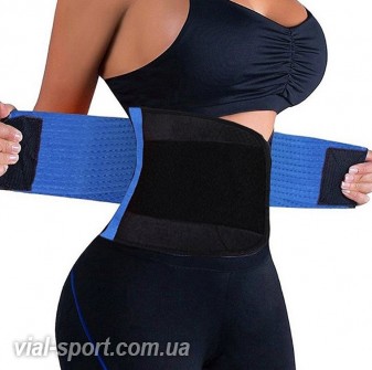 Термо-пояс для схуднення на липучці FOUMECH Women's Waist Trainer Belt-Waist чорний / синій