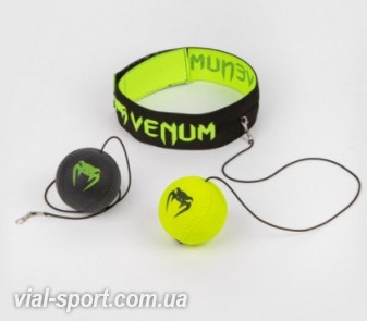 Тренажер-файтбол для боксу Venum Reflex Ball - Black Neo Yellow