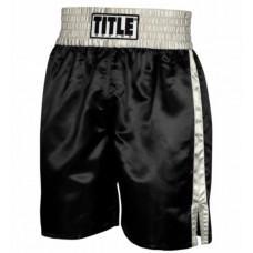 Труси боксерські TITLE Professional Boxing Trunks чорний/сріблястий