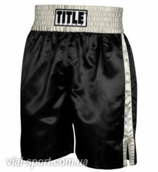 Труси боксерські TITLE Professional Boxing Trunks чорний/сріблястий