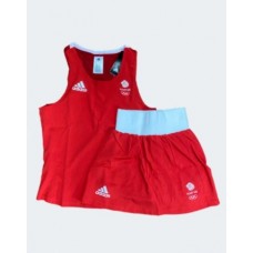 Жіноча форма для занять боксом Adidas Olympic Woman GBR (шорти-спідниця + майка, червона, ADIAIBA20TW\ADIAIBA20SKW)