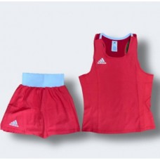 Жіноча форма для занять боксом Adidas Olympic Woman (шорти-спідниця + майка, червона, ADIAIBA20TW\ADIAIBA20SKW)