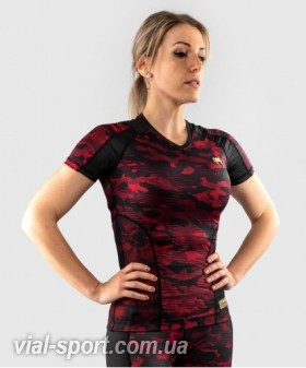 Женский рашгард Venum Defender Rashguard Short Sleeves Black Red