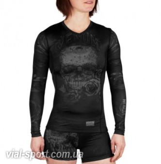 Жіночий рашгард Venum Santa Muerte 3.0 Long Sleeves Rashguard Black Black For Women