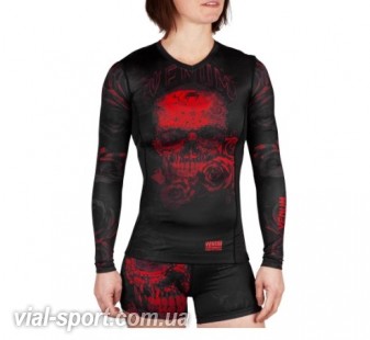 Жіночий рашгард Venum Santa Muerte 3.0 Long Sleeves Rashguard Black Red For Women